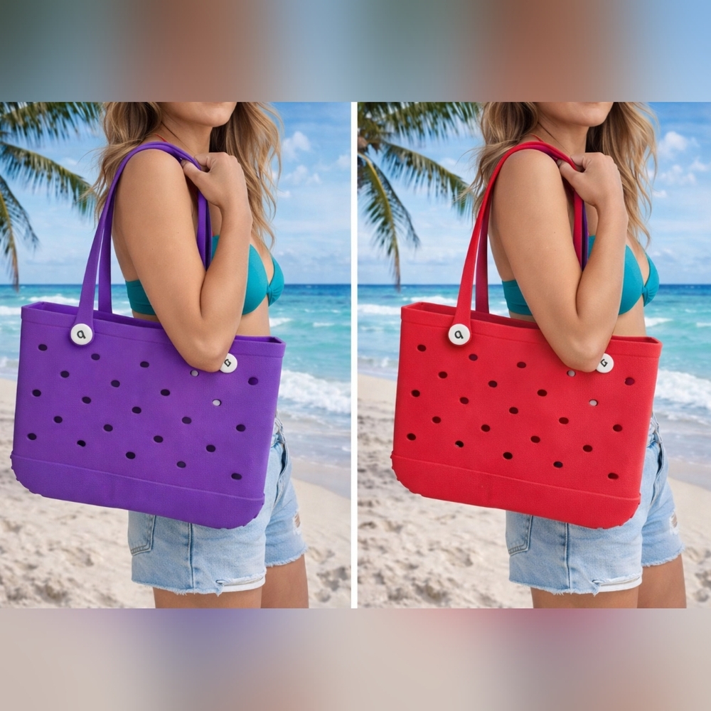 Rubber Beach Bags Waterproof Sandproof 2 Pcs Bundle Tote Bags